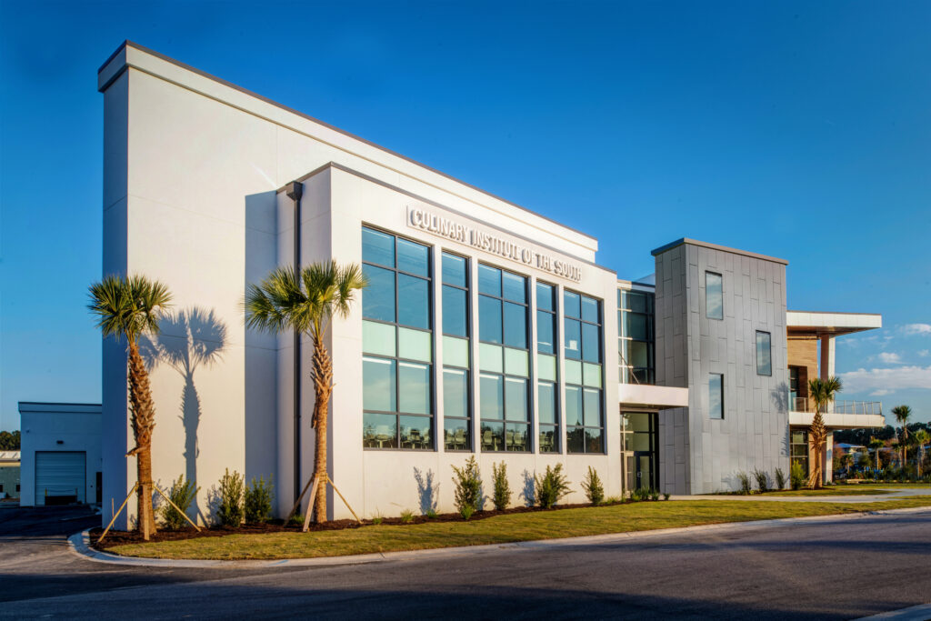 Culinary Institute of the South Exterior at sunset