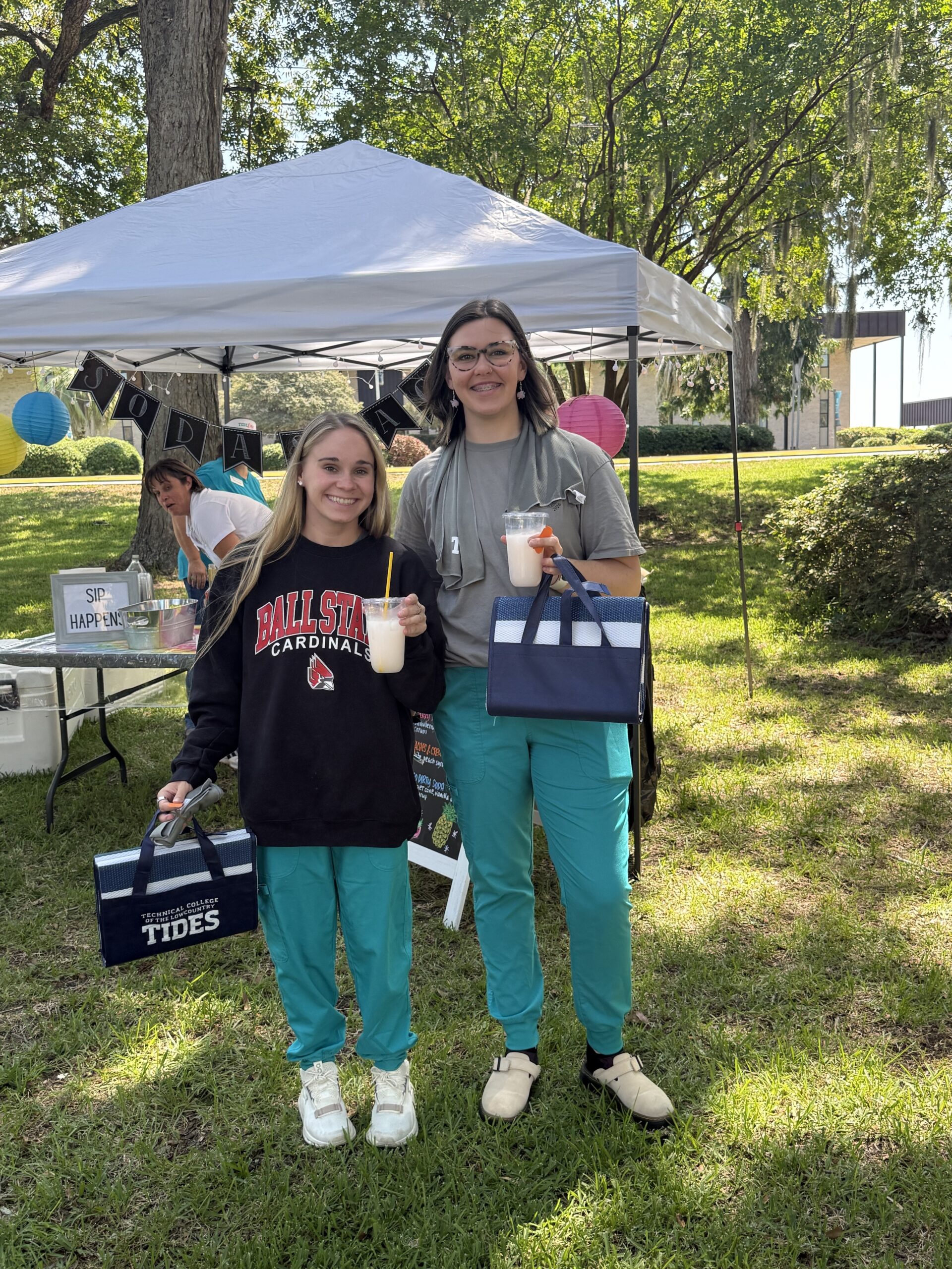 T&V students with sodas
